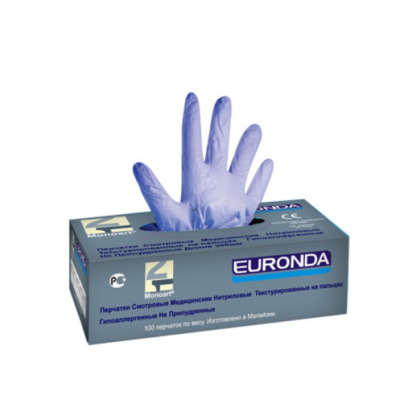 Перчатки нитриловые №4, фиолетовые"Euronda" "S" (50 пар)